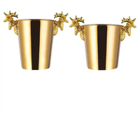 Design créatif de luxe en acier inoxydable or et argent tête de cerf seau à glace vin Champagne seau bar KTV