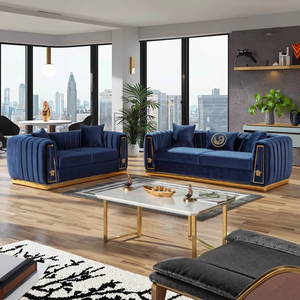 Salon nordique salon canapé 2 places rembourré vert velours Chesterfield canapés sectionnels canapé ensemble de meubles - Product Image 5