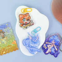 Porte-clés pendentif créatif en acrylique de haute qualité avec impression UV, motif anime dégradé et effet vague d'eau, idéal pour la saison des diplômes - Vente en gros