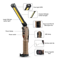 Lampe de barbecue magnétique à LED rechargeable de type C avec crochet de remise, rotation à 180 degrés 7 modes de lampe de travail LED COB pliable