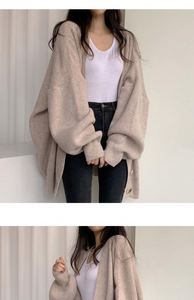 Women's Autumn Winter Long <b>Coat</b> Casual Lazy Style V-Neck Single-Breasted Loose Lantern Sleeve Knitted <b>Cardigan</b> - Product Image 6