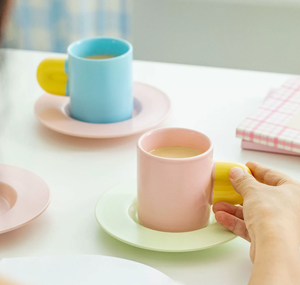 Juego de Taza y Platillo de Cerámica Color Macaron, Bonito y Moderno, Venta al por Mayor |   Regalo para Niños para Compras al por Mayor |   Taza de Té de la Tarde en Tonos Pastel - Product Image 6