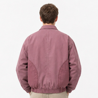 Veste bomber de haute qualité à col côtelé, manches bouffantes, coupe oversize, broderie, fermeture éclair, coupe courte, coupe-vent, 100% coton, veste pour homme