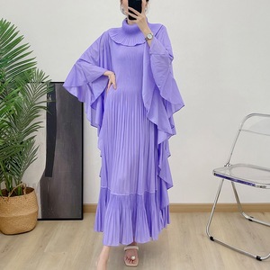Robe Yuhong élégante et unie, style printemps, pour femme d'Asie occidentale, tendance, avec volants évasés, taille empire, froncée, longueur ras du sol, pour les occasions de jour - Product Image 3