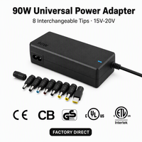 Adaptateur secteur universel THEONE 90W pour ordinateur portable avec 8 prises interchangeables 15V-20V certifiées CE CB GS CULus CETLus, directement de l'usine