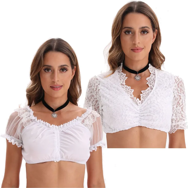 2024 Venta caliente Oktoberfest señoras vestido Tops cerveza bávara chica disfraces Dirndl mujeres ropa interior Color blanco y negro