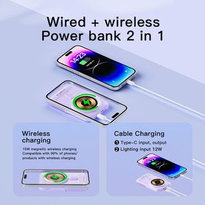 Banco de Energía Inalámbrico Ultrafino de Gran Capacidad con Carga Magnética Rápida Transparente, Personalización para Promociones Móviles - Product Image 5