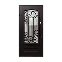 Porte extérieure moderne en fer forgé, style simple, avec verre, ouverture latérale, coupe-feu, pour appartement et maison