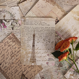 Set da 100 Pezzi di Carta Vintage per Diario, con Motivi di Signora Vittoriana, Angeli, Uccelli e Fiori, Carta per Lettere Scritte a Mano, Carta Vintage per Sfondo - Product Image 3