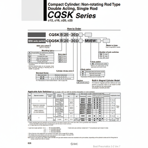 Cylindre compact pneumatique SMC CDQSKD25-10D pièces pneumatiques de haute qualité - Product Image 1
