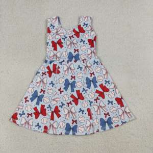 RTS Ropa Deportiva, Vestido con Lazos de Helado del 4 de Julio para Niñas Pequeñas, Shorts con Forro, Diseño Estadounidense, para Jugar Tenis, Yoga, Nuevos Diseños, Vestido para Hermanas - Product Image 5