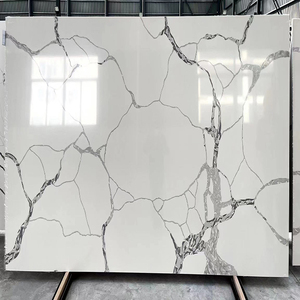 Proveedor de Fábrica, Losas de Piedra de Cuarzo Blanco Calacatta con Cero/Baja Cantidad de Sílice, Losa Grande para Villa Moderna con Diseño de Modelo 3D - Product Image 5