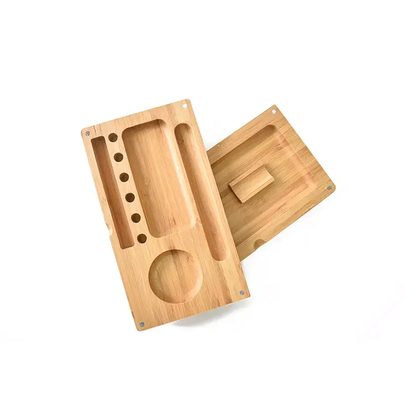 Vassoio di servizio Premium all'ingrosso logo personalizzato vassoio pieghevole in legno di bambù vuoto con magnetico
