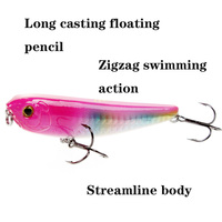 LUTAC Leurre flottant pour la pêche à la traîne à l'eau 80mm/9g Long Casting Crayon Leurres ABS Plastic Laser Coating Skin Treble Hook Hard Baits