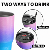 Gobelet de voyage personnalisé avec logo, 30 oz, revêtement poudré, double paroi, isolation sous vide, en acier inoxydable, avec couvercle
