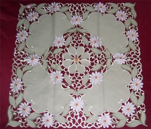 Custom 100% Polyester Cutwork Embroidery <strong>Square</strong> <strong>Tablecloths</strong> - Product Image 1