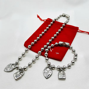 Collier et bracelet AB Ask for <span class=keywords><strong>U</strong></span> Catalog, perles <span class=keywords><strong>O</strong></span>, bijoux fantaisie, marques <span class=keywords><strong>de</strong></span> bijoux, collier, bijoux, cadenas, amour, clé, cœur - Product Image 2