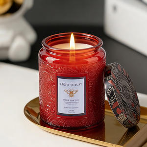 Vela Aromática en Vaso de Vidrio Relieve de 400g, Venta al por Mayor, Decoración de Fragancia para Interiores del Hogar, Vela de Cumpleaños, Regalo de Incienso - Product Image 3