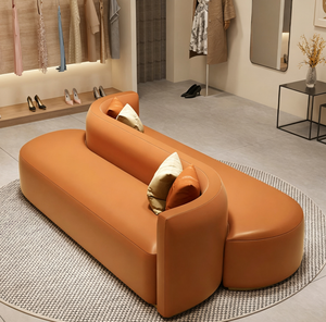 Sofá Curvo Moderno de Dos Lados en Cuero para Sala de Espera, Salón de Belleza, Recepción de Hotel, Edificio de Oficinas - Product Image 2