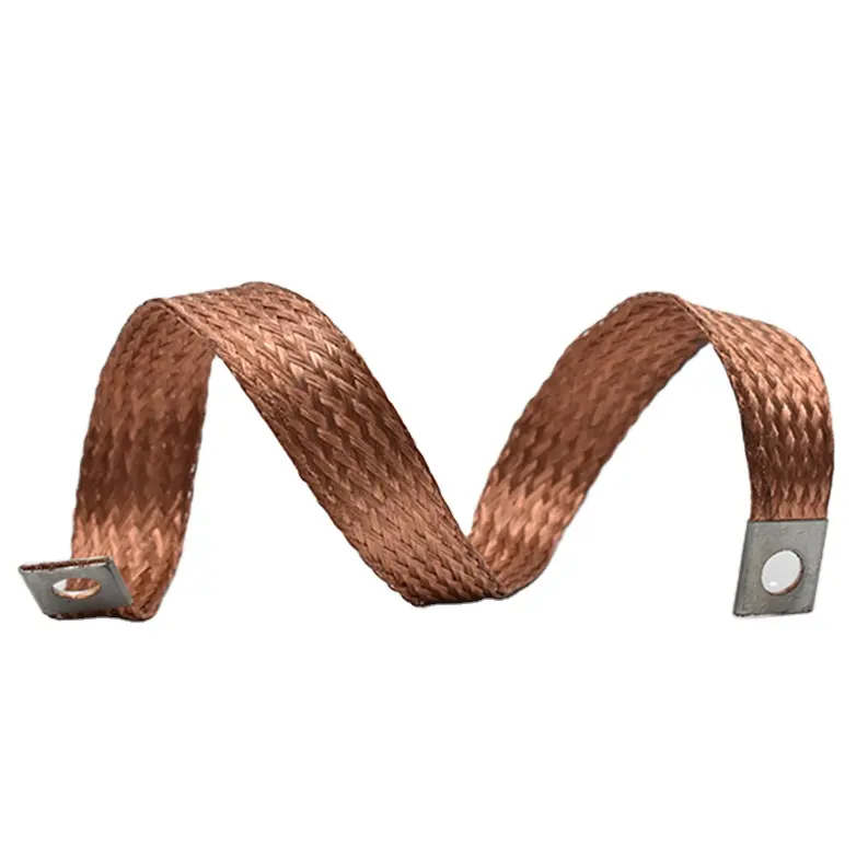 99.9 pure braided copper strap/tin plated battery ground strap/braided copper connector