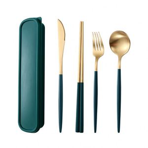 ชุดช้อนส้อมมีดตะเกียบพกพาสำหรับแคมป์ปิ้ง สแตนเลส 304 ขายดี พร้อมกล่อง - Product Image 1