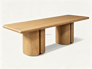 Table à <span class=keywords><strong>manger</strong></span> rectangulaire Sageliving de style moderne du milieu du siècle, piétement divisé, forme organique sculpturale - Product Image 3