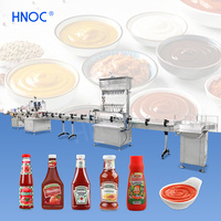 Machine de remplissage, de bouchage et d'étiquetage automatique HNOC Monobloc 3 en 1 pour sauce chili, pâte de tomate, bouteilles en verre