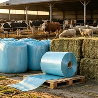 Film d'ensilage bleu en gros, film étirable pour balles agricoles, emballage personnalisé OEM d'usine
