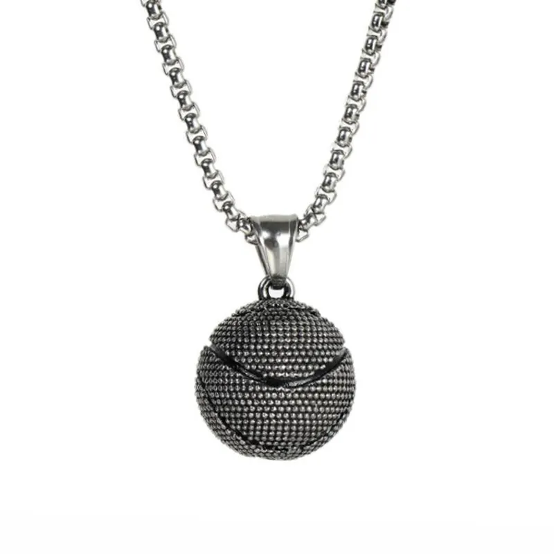 YMJ Cross-border jewelry fashion golden basketball pendant stainless necklace ins titanium steel accessories men