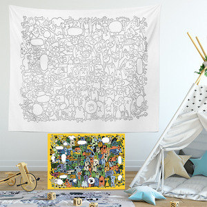 Nouvelle <span class=keywords><strong>tapisserie</strong></span> murale à suspendre DIY à colorier, motif animaux de dessin animé et monstres <span class=keywords><strong>graffiti</strong></span>, pour la décoration de fond des chambres d'enfants, en polyester et terylène - Product Image 6