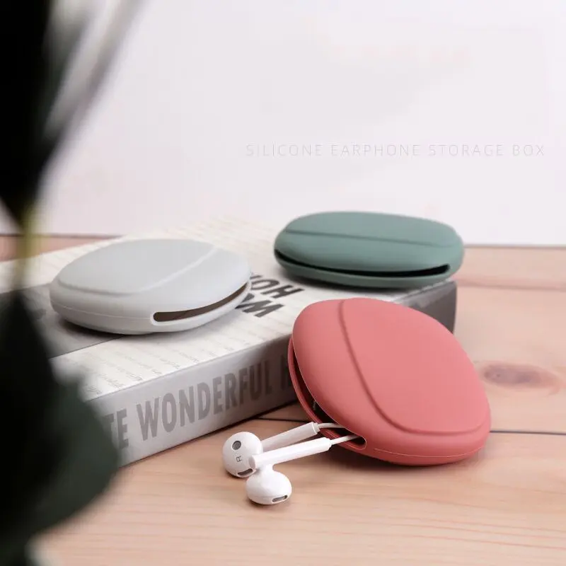 Portable Wired Headset Storage Bag Mini Cable Organizer Case Easy Carrying Silicone Headphone Organizer