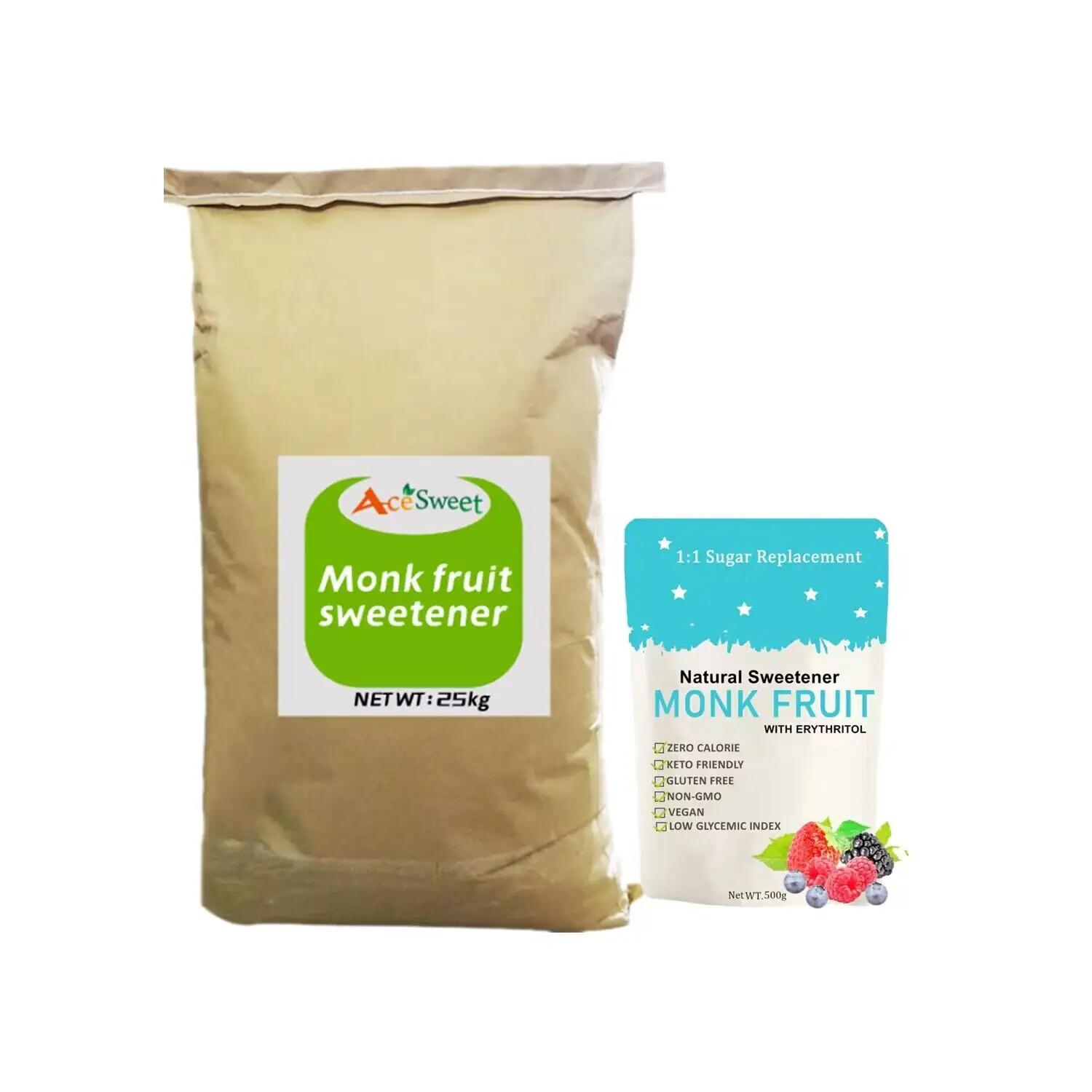 Ucuz Xylitol fiyat organik 0 kalori şeker keşiş meyve tatlandırıcı gıda Erythritol ile bağımlılık sağlıklı Monkfruit tatlandırıcı