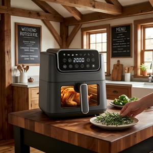 Friteuse à air chaud 4,5 L avec fenêtre de visualisation, contrôle numérique, sans huile, antiadhésive, arrêt automatique, protection contre la surchauffe, appareil de cuisine domestique - Grande Vente - Product Image 4