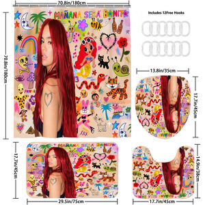 Tenda <span class=keywords><strong>da</strong></span> doccia personalizzata stampa digitale Karol G Album serie tenda <span class=keywords><strong>da</strong></span> bagno colore bagno wc tenda <span class=keywords><strong>da</strong></span> doccia Set di quattro pezzi - Product Image 2