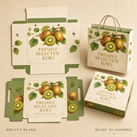Vers geselecteerde kiwi geschenkverpakking met touwhandvat, op maat gemaakte saliegroene kartonnen fruitverpakking, groothandel