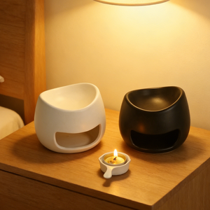 Pemanas Lilin Keramik dengan Tempat Lilin, Pembakar Minyak Esensial Minimalis Matte untuk Pewangi Rumah - Product Image 3