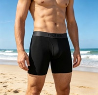 Boxer pour homme en coton écologique, taille mi-haute, respirant, antibactérien, avec logo laser personnalisé, taille élastique, grande taille, vente en gros