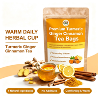 Sachets de thé OEM au curcuma, gingembre et cannelle, thé aux herbes naturel au citron, soutient l'immunité, aide à la digestion, antioxydant, boisson chaude et saine