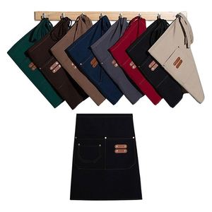 Tablier mi-taille en tissu anti-éclaboussures noir, rouge, bleu, vert, marron pour la restauration (vente en gros) - Product Image 3