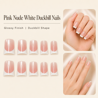 Y213 Kaixin Factory Faux ongles à presser effet œil de chat forme bec de canard ultra-brillants Rose Nude Blanc pour usage intérieur Fournisseurs