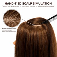 Tête de mannequin modèle corps humain pour salon de coiffure, cheveux humains Remy bruns lisses de 24 pouces pour la pratique de la coupe et du tressage