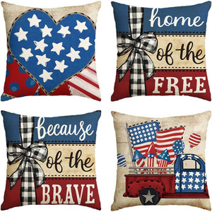 Funda de almohada con diseño de estrella de la bandera americana, cuadrada, lavable, para sala de estar, sofá, decoración de dormitorio, funda de cojín - Product Image 5