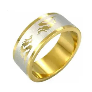 Fashionable Laser Engraved Pattern ring with engraving of the dragon wedding rings for men and women gold Tungsten Carbide Ring