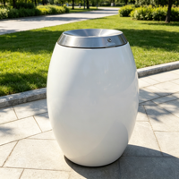 Poubelle publique extérieure en acier inoxydable brossé avec couvercle verrouillable, écologique, résistante à l'eau, design compact, mécanisme de charnière lisse