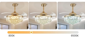 Lampadario a LED in Cristallo <span class=keywords><strong>con</strong></span> Ventilatore a Soffitto Invisibile e Musica Bluetooth - Product Image 6
