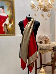 ผ้าคลุมไหล่แบบกลับด้านได้ รุ่น New Zari Moonlight ให้ความอบอุ่นสำหรับฤดูหนาว เหมาะสำหรับงานแต่งงานและเทศกาลในอินเดีย ปี 2025 รับผลิตแบบ OEM ขายส่ง ผลิตในอินเดีย - Product Image 4