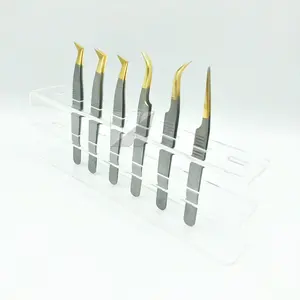 Colore grigio di alta qualità rivestito sostenibile con Grip creste giapponese in acciaio inossidabile pinzette di estensione per ciglia con Logo personalizzato