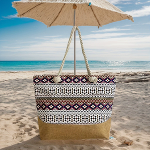 กระเป๋าช้อปปิ้งโบฮีเมียน PEIQUAN ขนาดใหญ่ สายสะพายไหล่ทำจากป่าน กระเป๋าโท้ทชายหาด - Product Image 3