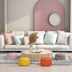 Taburete bajo de cuero pequeño, asiento suave, taburete para cambiar zapatos, mesa de café, PUF, banco para el hogar, sala de estar, sofá, habitación de <span class=keywords><strong>niños</strong></span>, esquina de lectura - Product Image 2