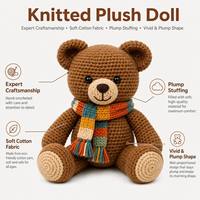 Jouets en peluche faits main en tissu tricoté, poupées douces au crochet, jouets en peluche tricotés, animaux doux, jouets en peluche en coton tricoté sur mesure